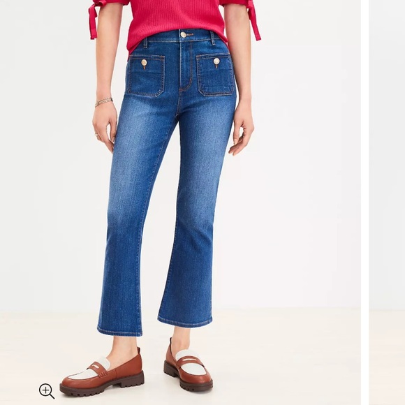 LOFT Patch Pocket High Rise Kick Crop Jeans, Dark Wash, Sz 4/27, NWT - Picture 9 of 12